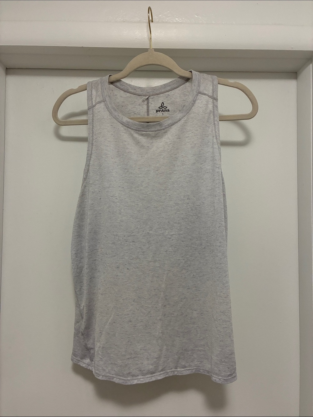 Prana Heathered Light Gray High Neck Racerback Tank